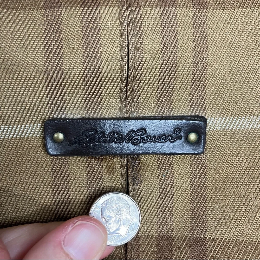 VTG Eddie Bauer Canvas Carry On Weekender Bag Plaid Overnight Bag Double Handles